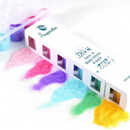 Gekleurde Glitters Unicorn Fine 6st