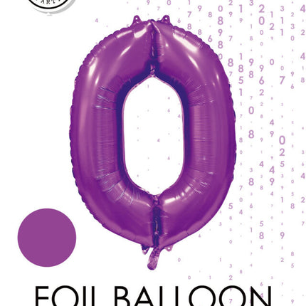 Paarse Cijfer Ballon 0 Jaar Glans 86cm