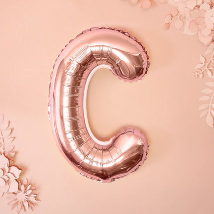 Folie Ballon Letter C Rose Goud Leeg 35cm