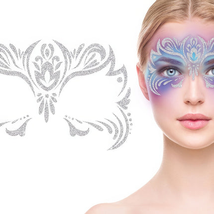 Gezicht Stickers Zilver Glitters