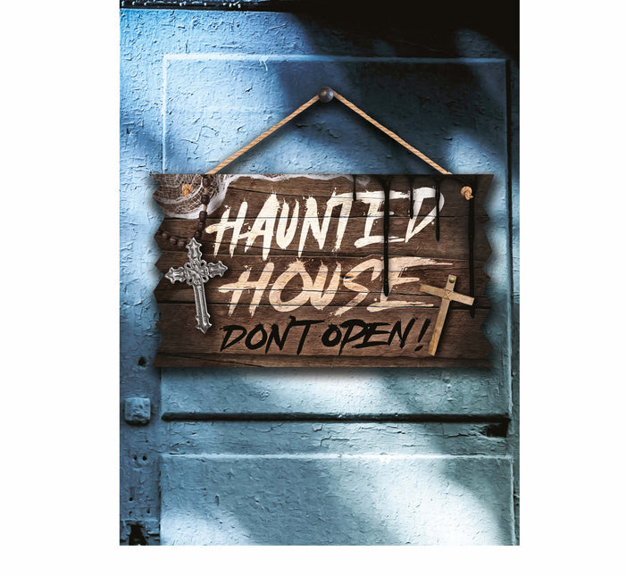 Halloween Deurborden Haunted House 35cm