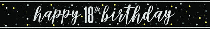 Happy Birthday Banner Zwart 18 Jaar 2,74m
