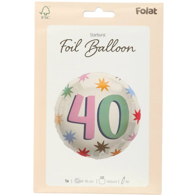 40 Jaar Helium Ballon Leeg 45cm