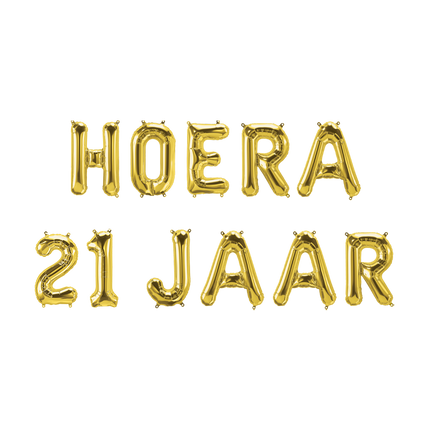 Gouden Ballonnen Set 21 Jaar Hoera 1,9m