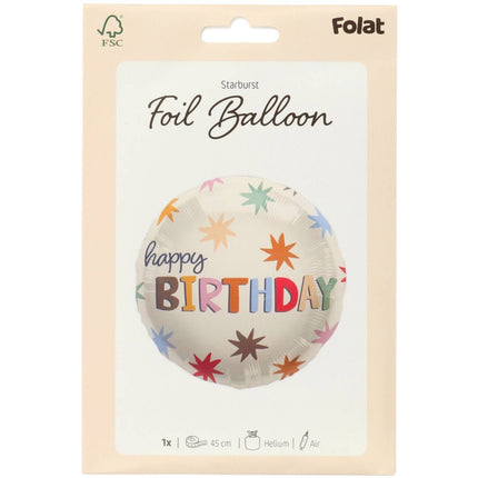 Happy Birthday Helium Ballon Gekleurd Leeg 45cm