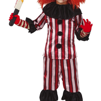 Halloween Kostuum Kind Clown Rood/Wit