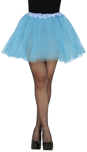 Lichtblauwe Tutu Dames Glitter 40cm