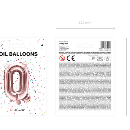 Folie Ballon Letter Q Rose Goud Leeg 35cm