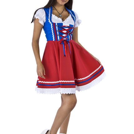 Oktoberfest Dirndl Jurk Oktoberfest Rood Blauw Dames 2 Delig