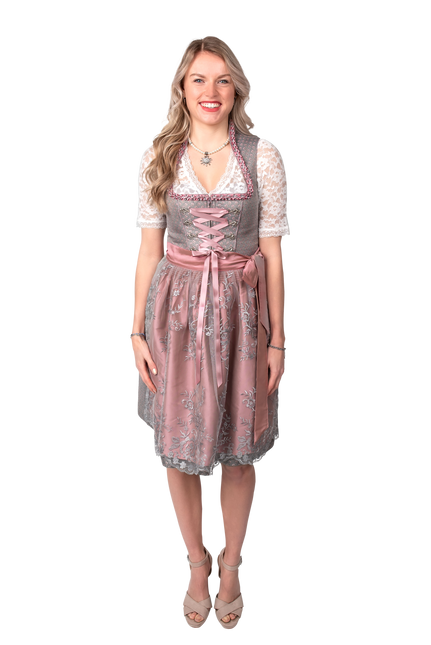 Grijze Dirndl Jurk Oktoberfest Roze Dames