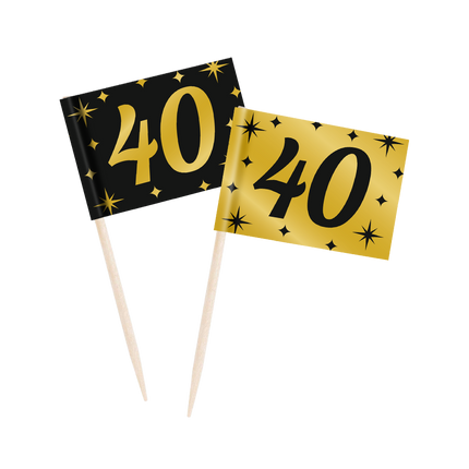 Cocktailprikkers 40 Jaar 6,5cm 50st