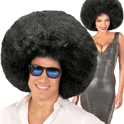 Zwarte Pruik Afro Extra Groot