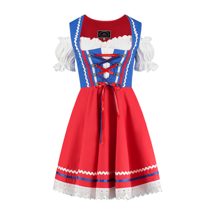 Oktoberfest Dirndl Jurk Oktoberfest Rood Blauw Dames 2 Delig