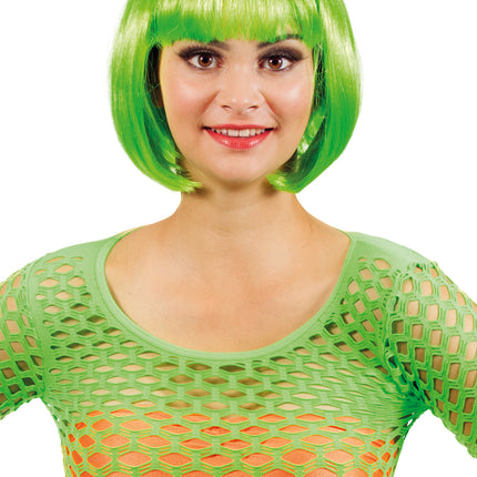Neon Groene Pruik Boblijn