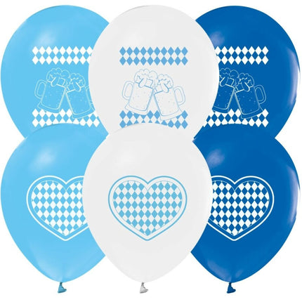 Oktoberfest Ballonnen Blauw Wit 30cm 8st