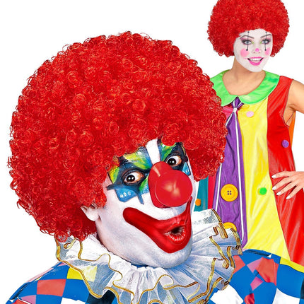 Rode Pruik Clown Krullen
