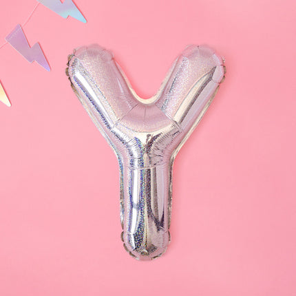 Folie Ballon Letter Y Holografisch Leeg 35cm