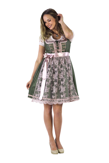 Wit Groene Dirndl Jurk Oktoberfest Dames 2 Delig