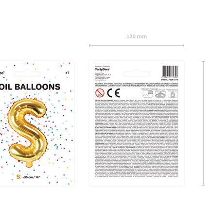 Folie Ballon Letter S Goud Leeg 35cm
