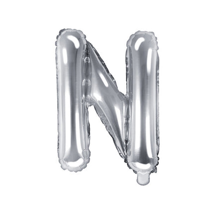 Folie Ballon Letter N Zilver Leeg 35cm