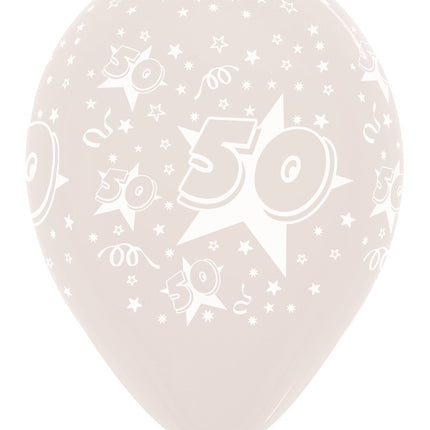 Ballonnen Number 50 Stars Crystal Clear 30cm 25st