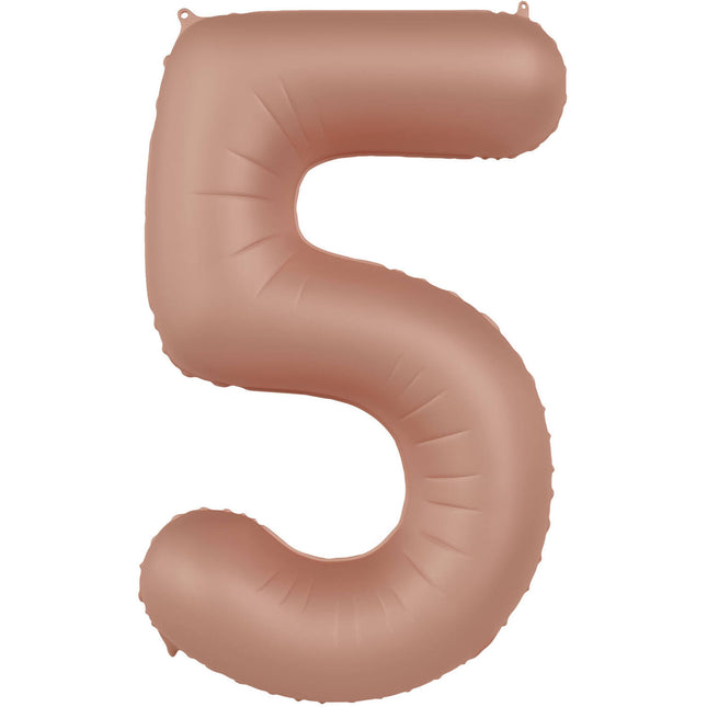 5 Jaar Cijfer Ballon Rose Goud Mat 86cm