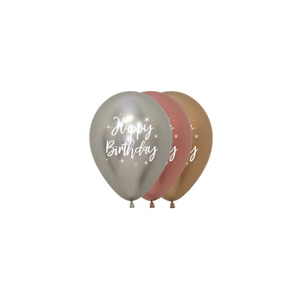Ballonnen Happy Birthday Radiant Reflex Mix 25st