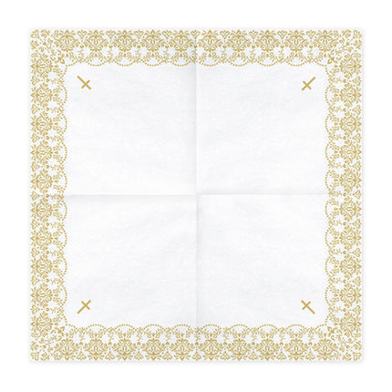 Communie Servetten Kruis Goud 33cm 20st
