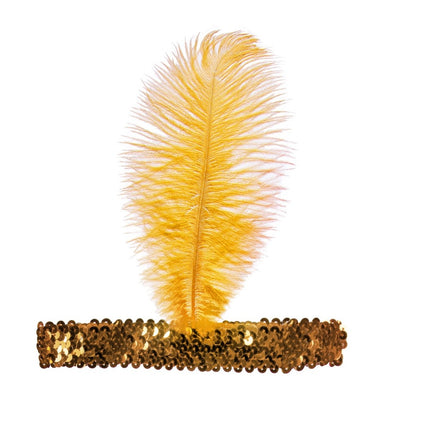 Gouden Hoofdband Charleston Met Veer