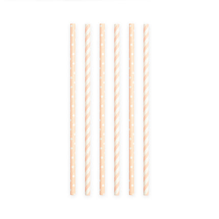 Papieren Rietjes Lichtroze/wit Mix 19,7cm 20st