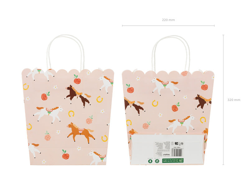 Paarden Uitdeeltasje Roze 23cm