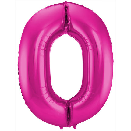 Folie Ballon Cijfer 0 Fuchsia Metallic XL 86cm leeg van Folat koop je bij Partywinkel
