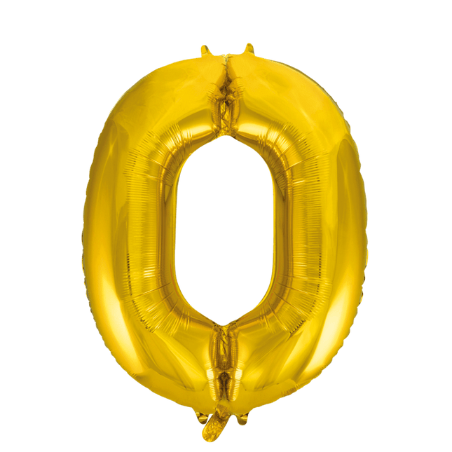 Folie Ballon Cijfer 0 Goud XL 86cm leeg van WeFiesta koop je bij Partywinkel