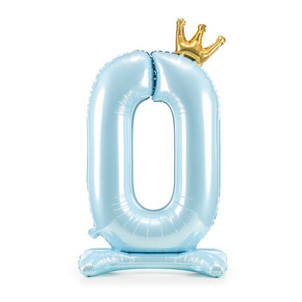 Folie Ballon Cijfer 0 Lichtblauw Standaard Leeg 84cm van Partydeco koop je bij Partywinkel