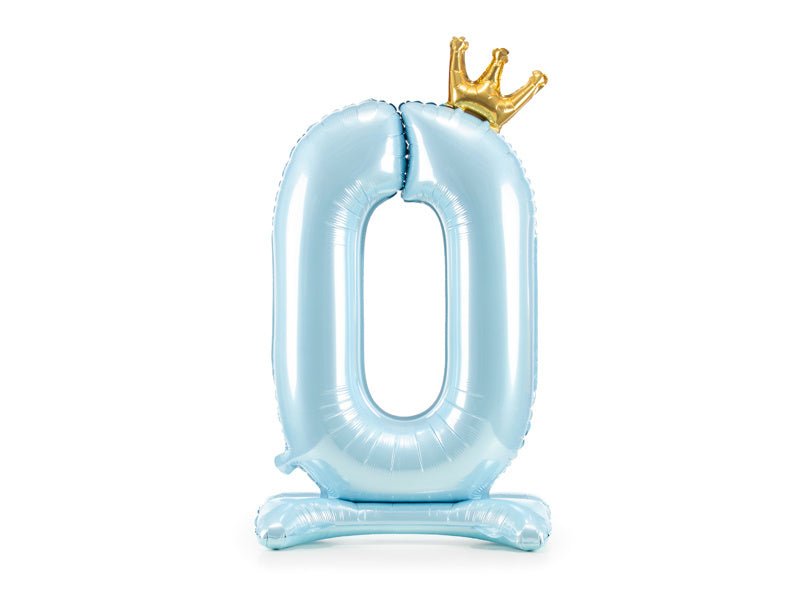 Folie Ballon Cijfer 0 Lichtblauw Standaard Leeg 84cm van Partydeco koop je bij Partywinkel