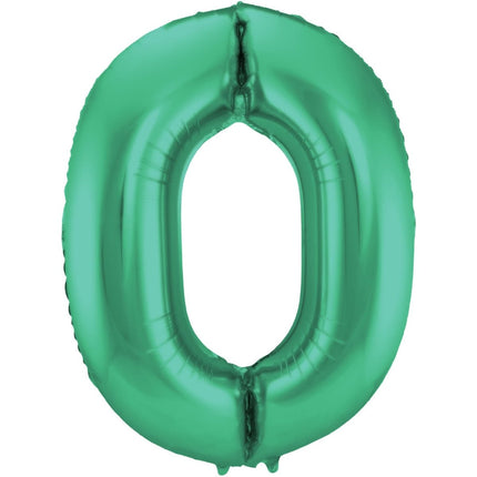 Folie Ballon Cijfer 0 Mat Groen XL 86cm leeg van Folat koop je bij Partywinkel