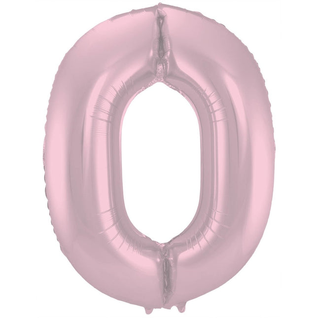 Folie Ballon Cijfer 0 Pastel Roze XL 86cm leeg van Folat koop je bij Partywinkel