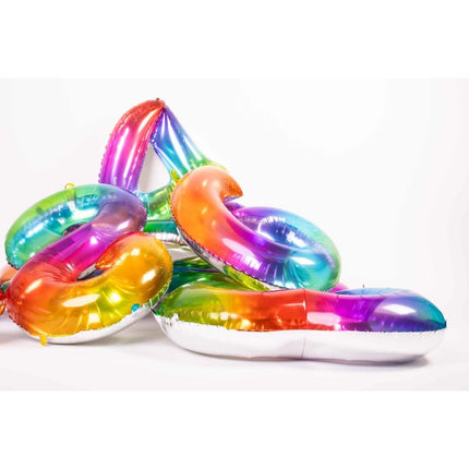 Folie Ballon Cijfer 0 Regenboog XL 81cm leeg van Folat koop je bij Partywinkel