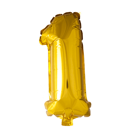 Folie Ballon Cijfer 1 Goud 41cm met Rietje van WeFiesta koop je bij Partywinkel