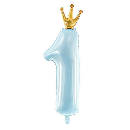 Folie Ballon Cijfer 1 Lichtblauw Leeg 1m van Partydeco koop je bij Partywinkel