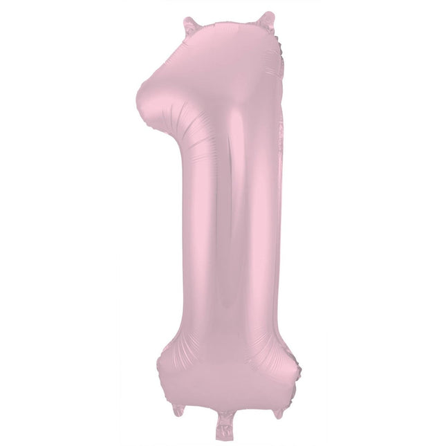 Folie Ballon Cijfer 1 Pastel Roze XL 86cm leeg van Folat koop je bij Partywinkel