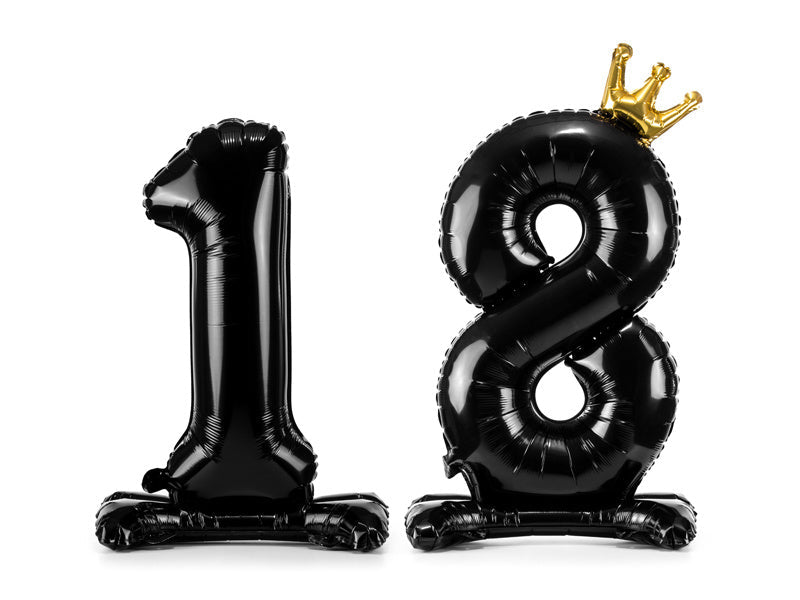 Folie Ballon Cijfer 18 Zwart Standaard Leeg 84cm van Partydeco koop je bij Partywinkel