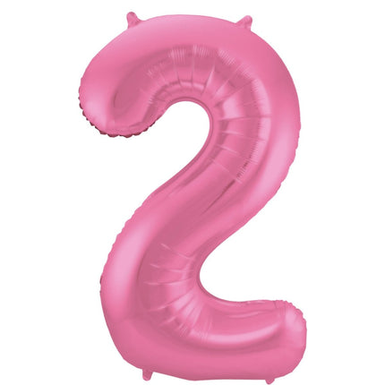 Folie Ballon Cijfer 2 Mat Roze XL 86cm leeg van Folat koop je bij Partywinkel