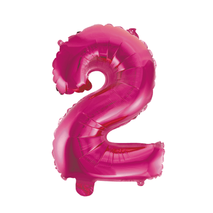 Folie Ballon Cijfer 2 Roze 41cm met Rietje van WeFiesta koop je bij Partywinkel