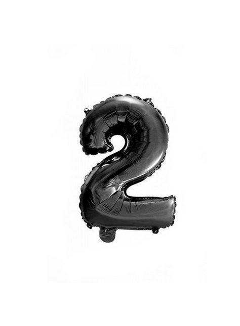 Folie Ballon Cijfer 2 Zwart 41cm met Rietje van WeFiesta koop je bij Partywinkel