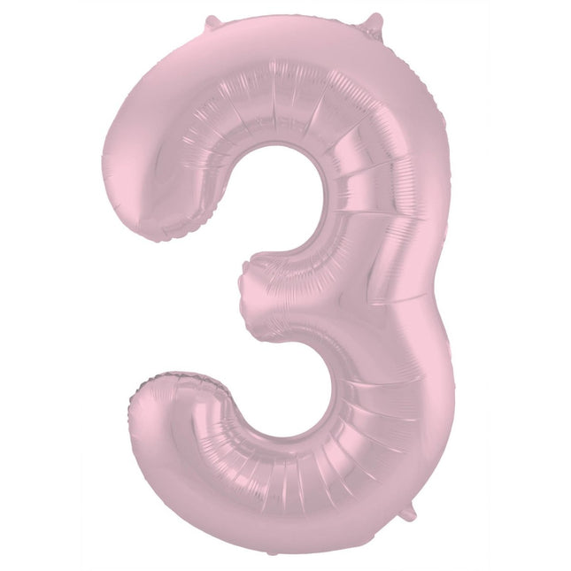 Folie Ballon Cijfer 3 Pastel Roze XL 86cm leeg van Folat koop je bij Partywinkel