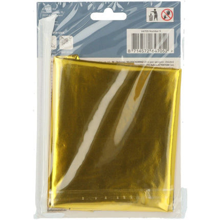 Folie Ballon Cijfer 5 Goud met standaard 72cm van Folat koop je bij Partywinkel