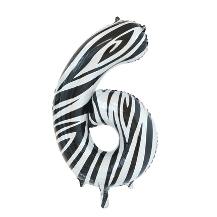 Folie Ballon Cijfer 6 Zebra XL 86cm leeg van WeFiesta koop je bij Partywinkel