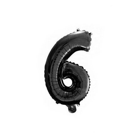 Folie Ballon Cijfer 6 Zwart 41cm met Rietje van WeFiesta koop je bij Partywinkel