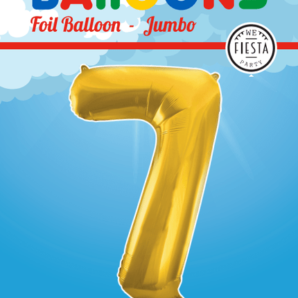 Folie Ballon Cijfer 7 Goud XL 86cm leeg van WeFiesta koop je bij Partywinkel